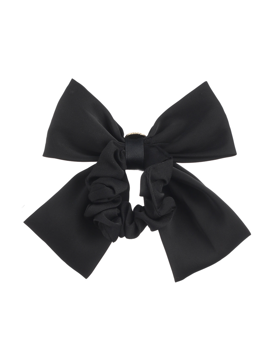 Women Black CZ Studded Embellished Ponytail Holder - Jazzandsizzle