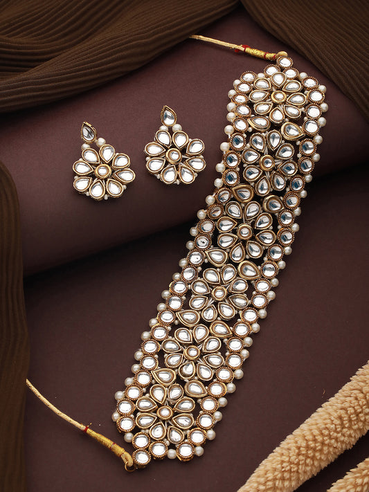 Gold-Plated Kundan-Studded Jewellery Set - Jazzandsizzle