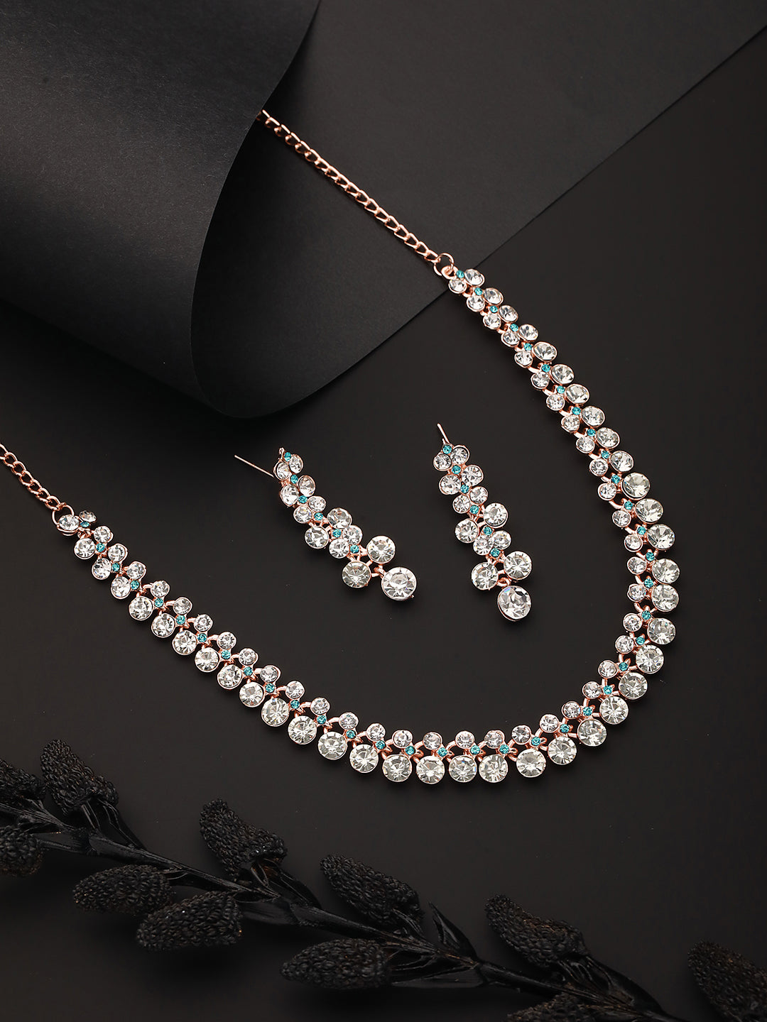 Rhodium-Plated AD-Studded Jewellery Set - Jazzandsizzle