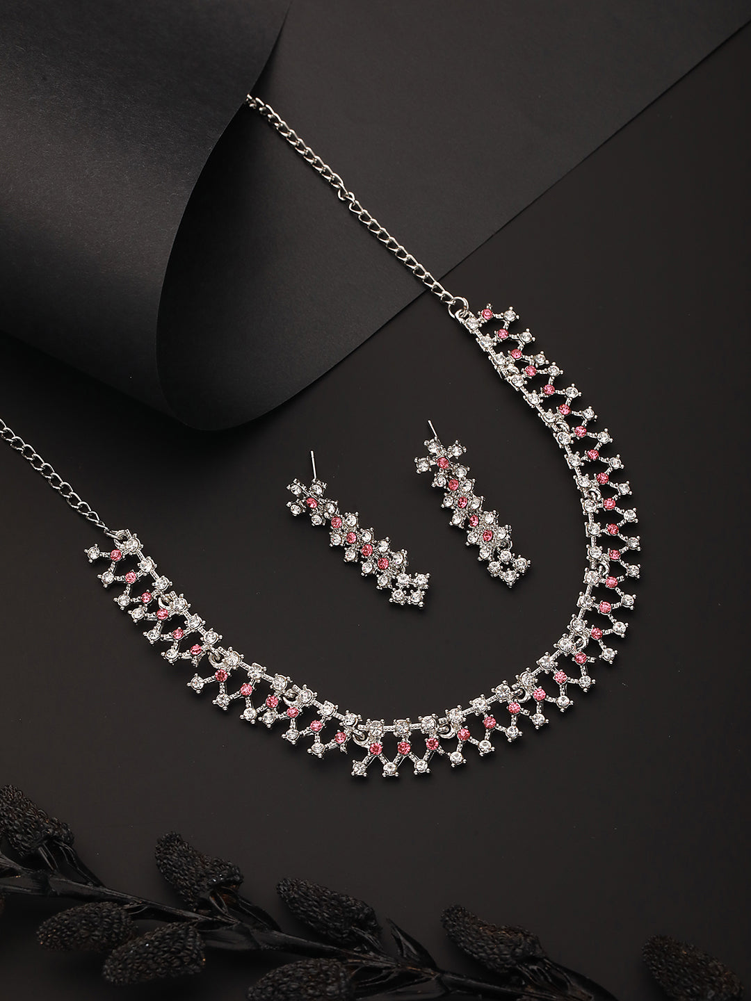 Rhodium-Plated AD-Studded Jewellery Set - Jazzandsizzle