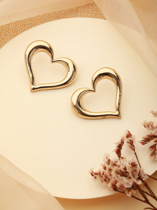 Gold Plated Heart Shaped Stud Earrings - Jazzandsizzle