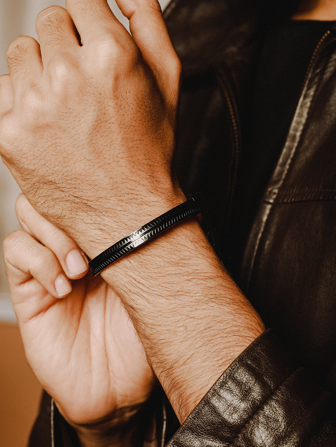 Men'S Men Black Stainless Steel Kada Bracelet