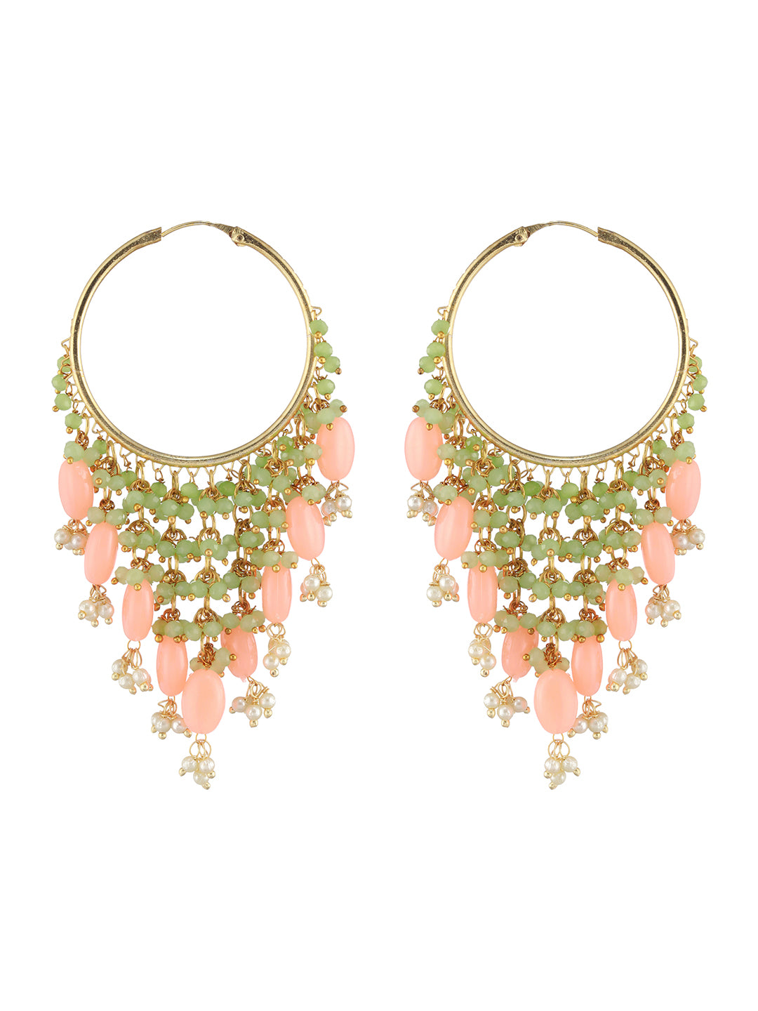 Peach & Green Classic Hoop Earrings - Jazzandsizzle