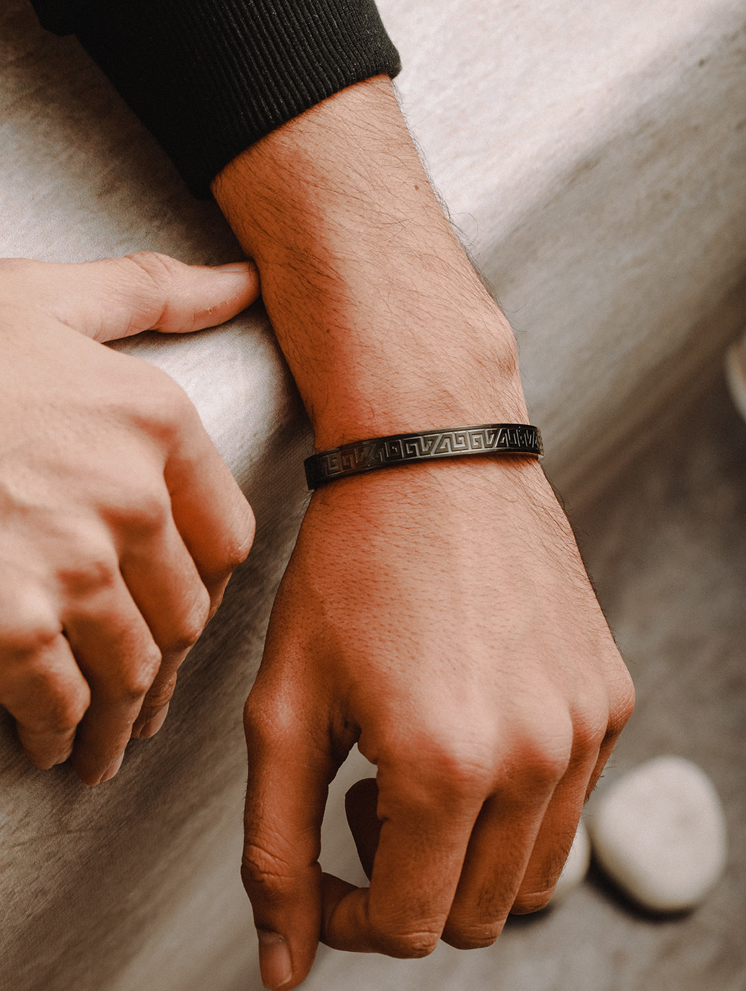 Men'S Men Black Stainless Steel Kada Bracelet