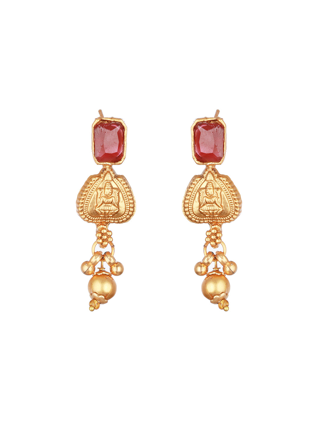 Gold-Plated Stone-Studded Necklace & Earrings - Jazzandsizzle