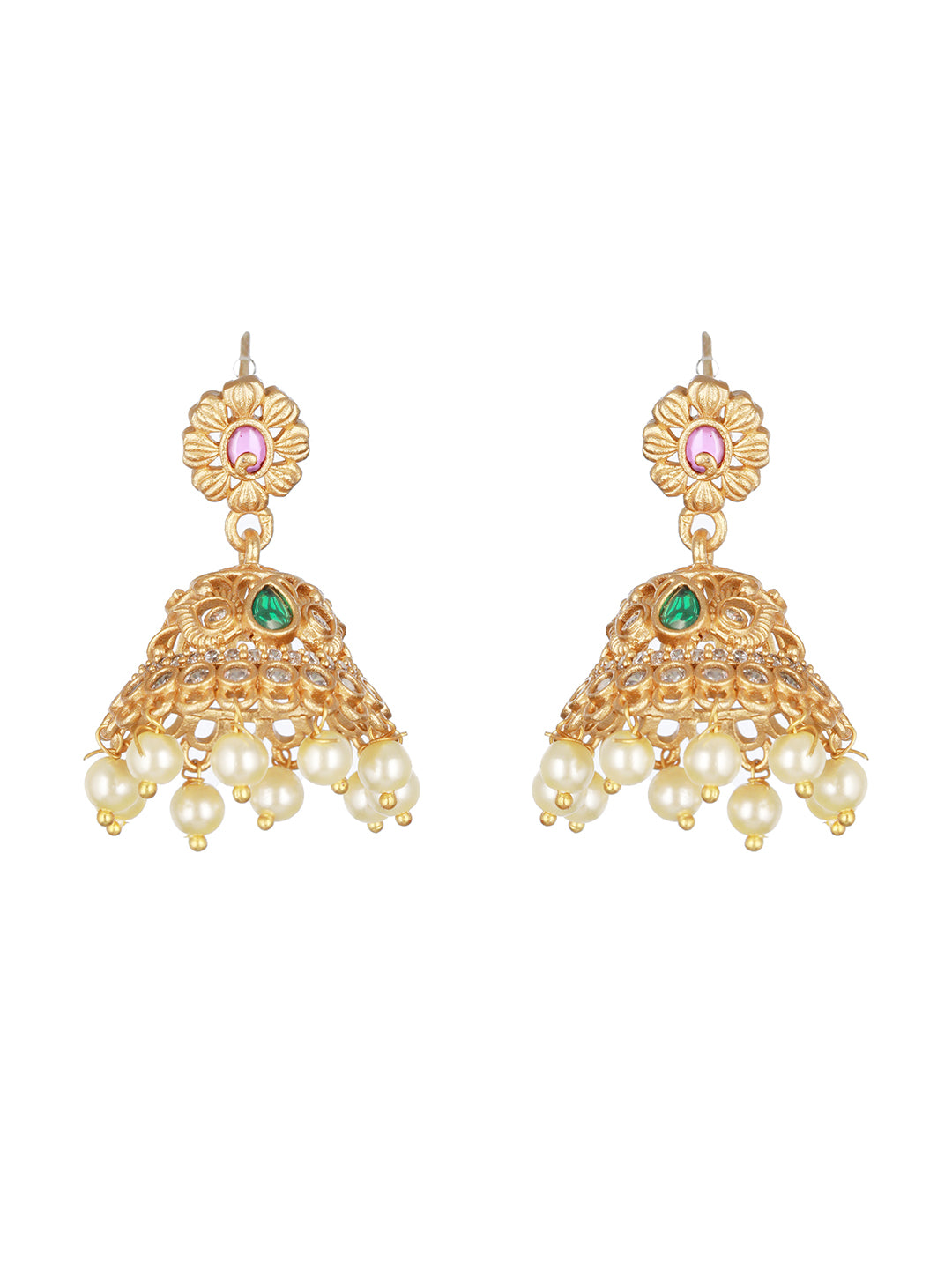 24K Gold-Plated AD Studded & Artificial Beaded Jewellery Set - Jazzandsizzle