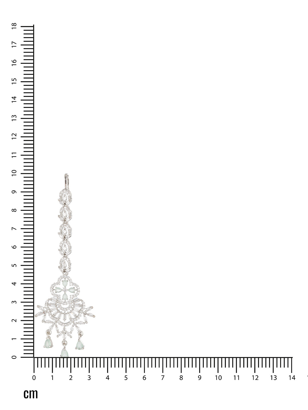 Rhodium-Plated Green & White AD Studded Maang Tikka - Jazzandsizzle