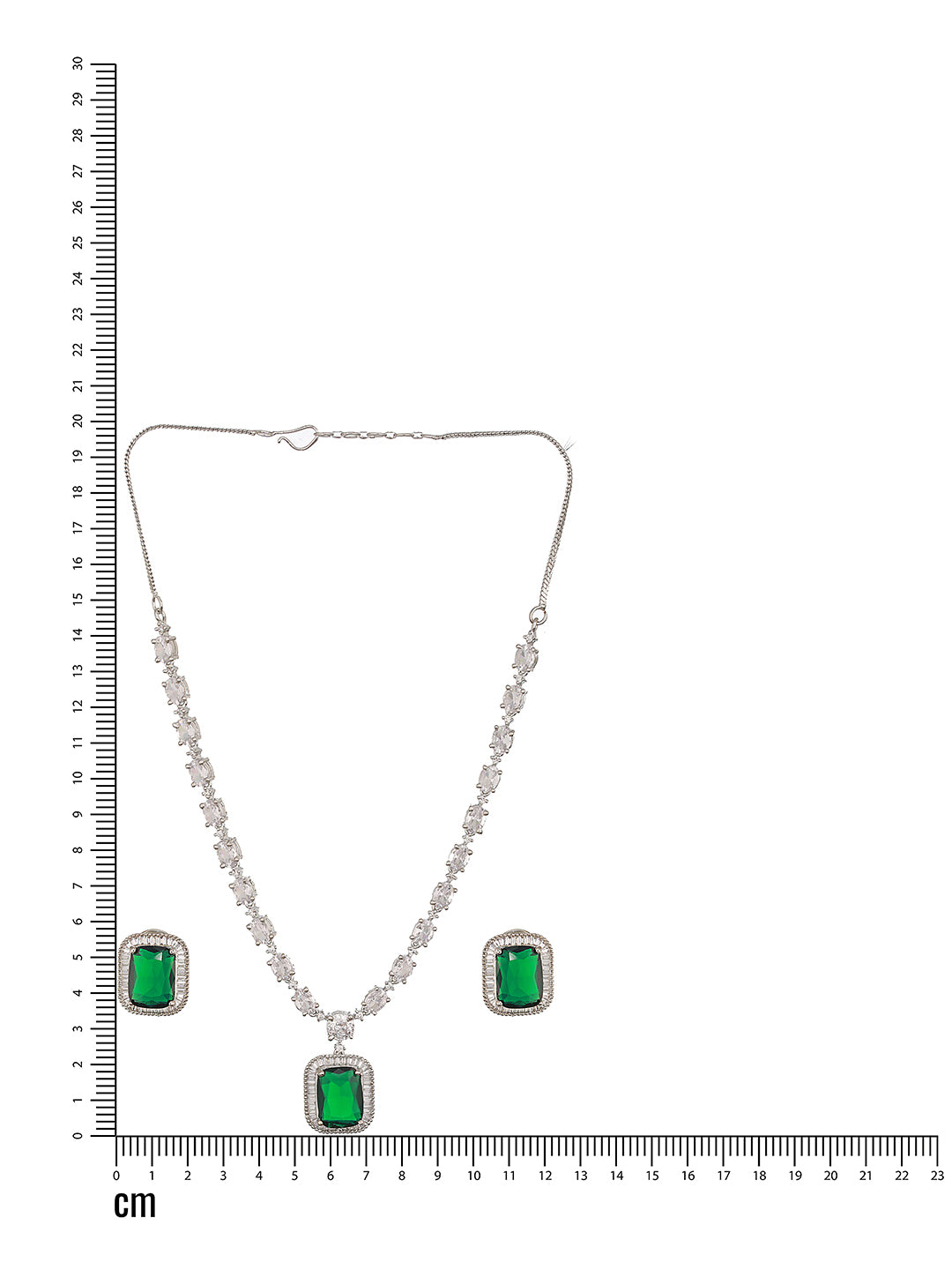 JAZZ AND SIZZLE Rhodium-Plated Green American Diamond Studded Handcrafted Jewelry Set (Copy) - Jazzandsizzle