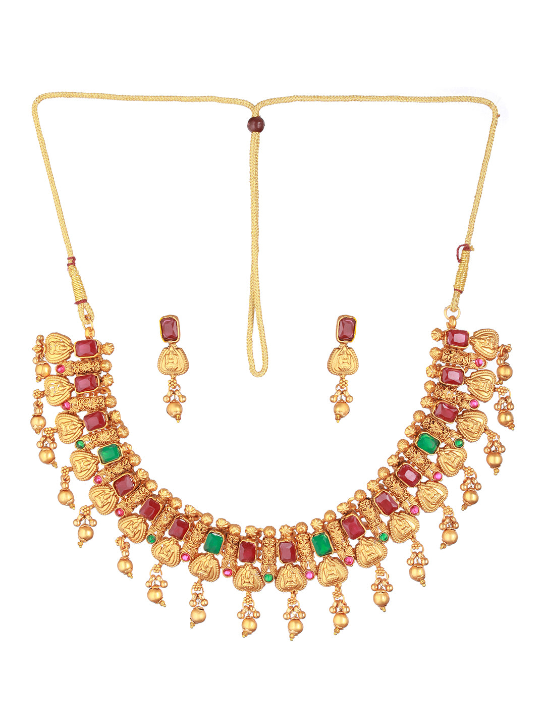 Gold-Plated Stone-Studded Necklace & Earrings - Jazzandsizzle