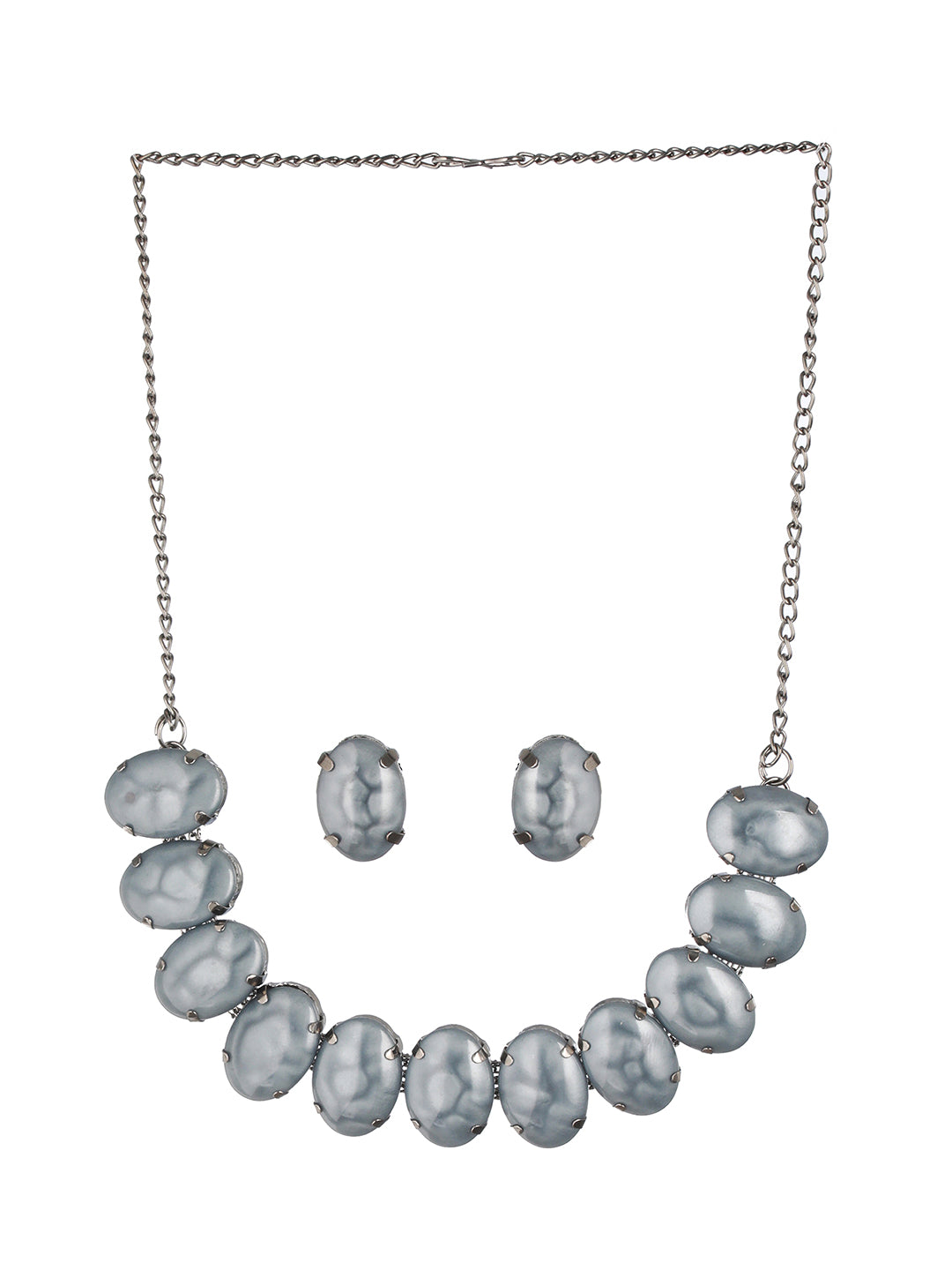 Stone Studded Necklace & Earrings - Jazzandsizzle