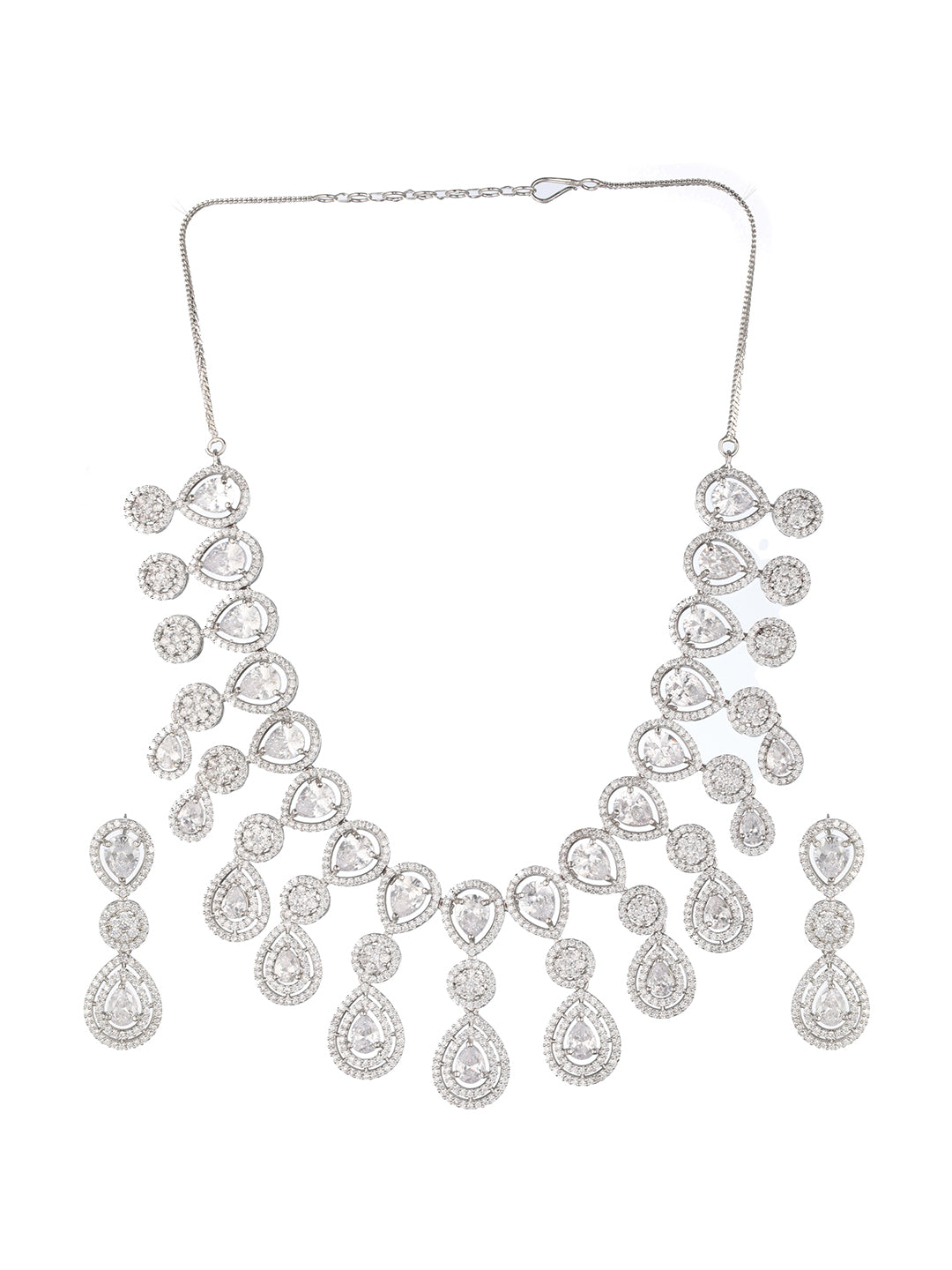 JAZZ AND SIZZLE Silver-Plated AD-Studded Jewelry Set - Jazzandsizzle