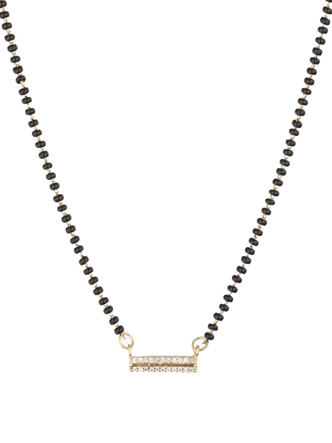 Black Gold-Plated AD-Studded & Beaded Mangalsutra - Jazzandsizzle