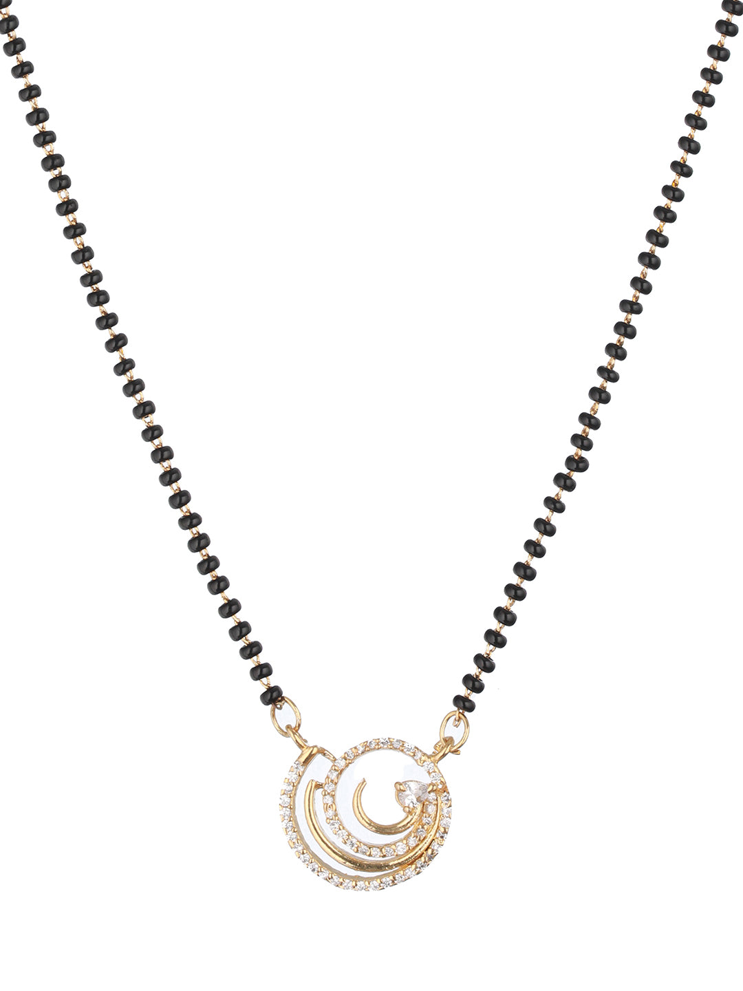 Black Gold-Plated AD-Studded & Beaded Mangalsutra - Jazzandsizzle