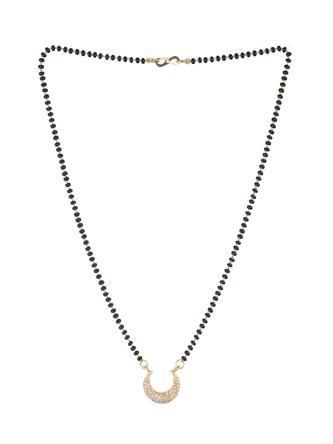 Black Gold-Plated AD-Studded & Beaded Mangalsutra - Jazzandsizzle