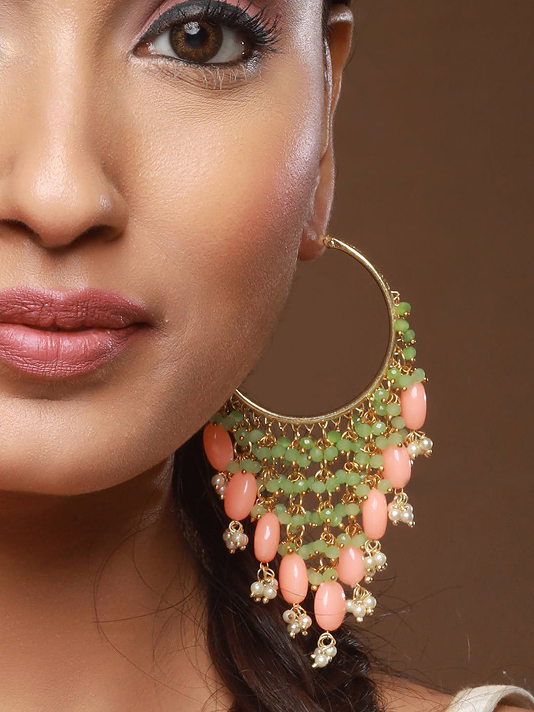 Peach & Green Classic Hoop Earrings - Jazzandsizzle