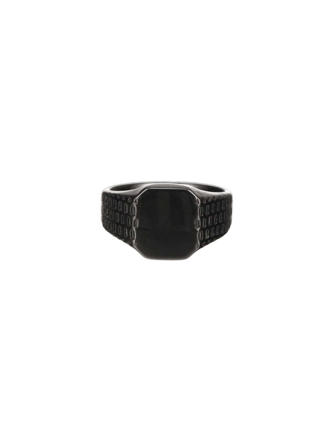 Jazz And Sizzle Men Black Bold & Textured Stainless Steel Band Finger Ring - Jazzandsizzle