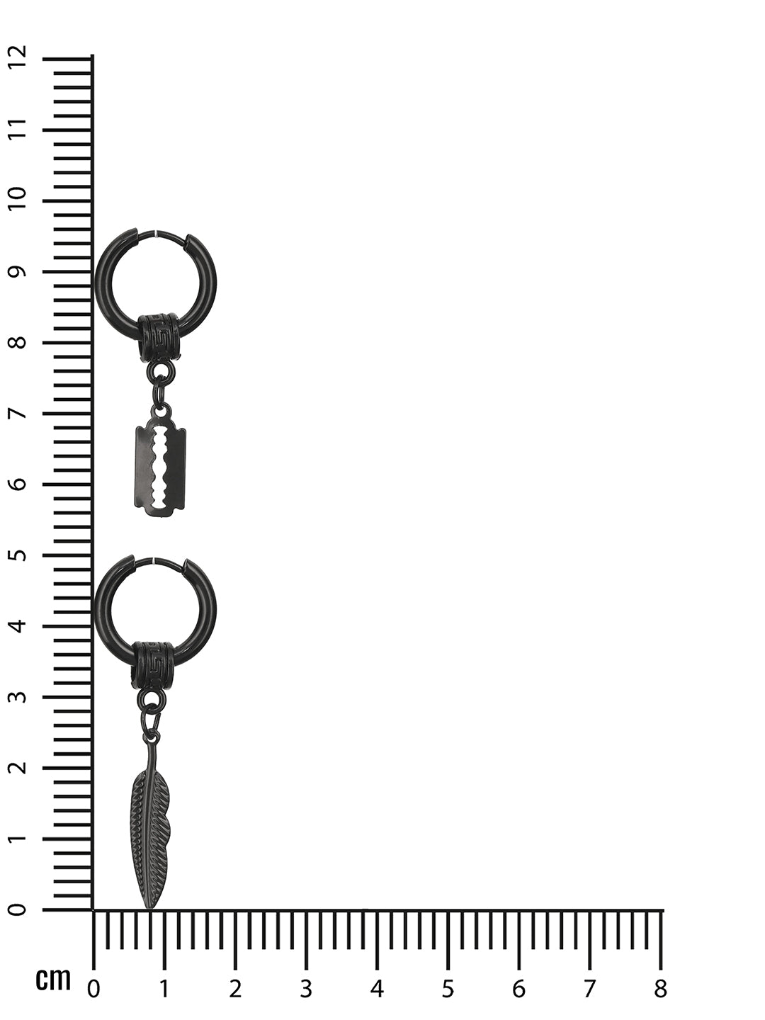 Jazz And Sizzle Set of 2 Mismatch Black Men Stainless Steel Hoop Earrings - Jazzandsizzle