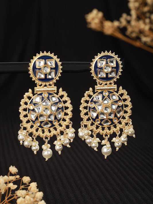 Gold-Toned Kundan Studded Circular Chandbalis - Jazzandsizzle