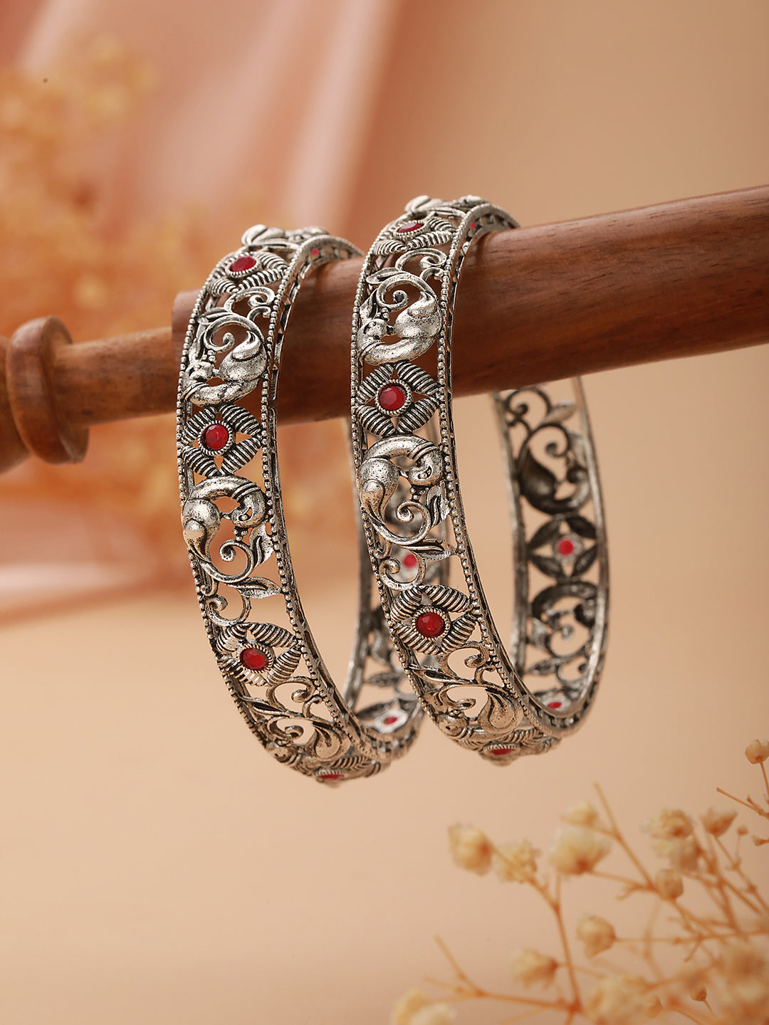 Set Of 2 Stones-Studded Bangles - Jazzandsizzle