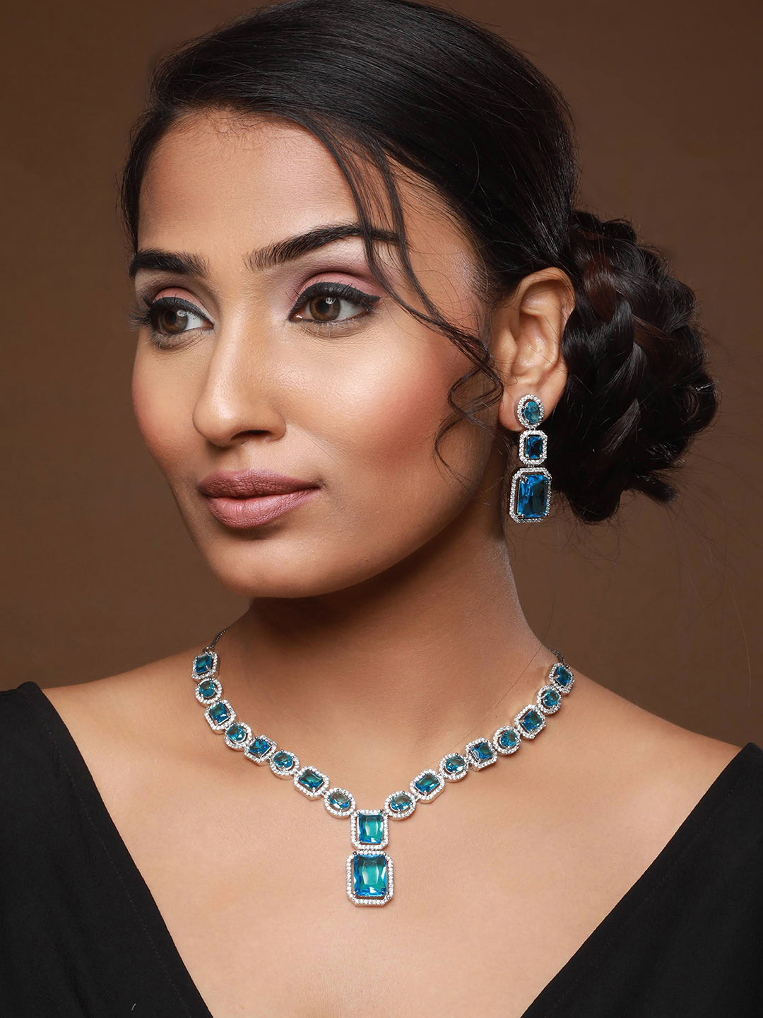 Sliver-Plated & AD Studded Jewellery Set - Jazzandsizzle