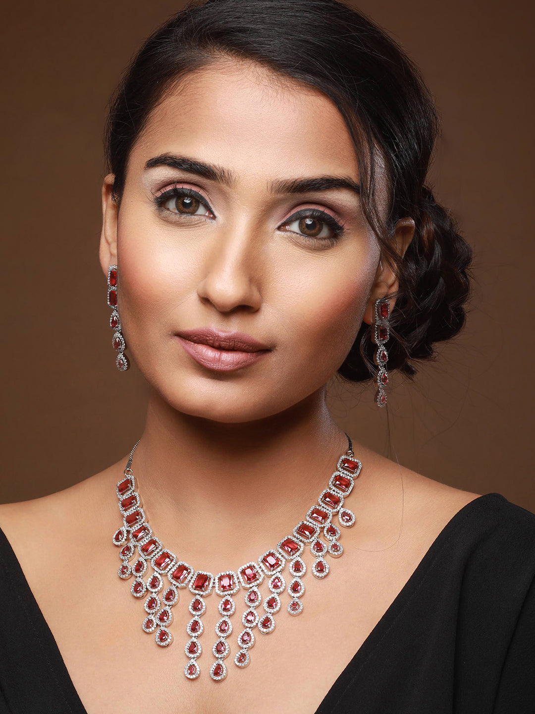 Silver-Plated CZ Stone-Studded Jewellery Set - Jazzandsizzle