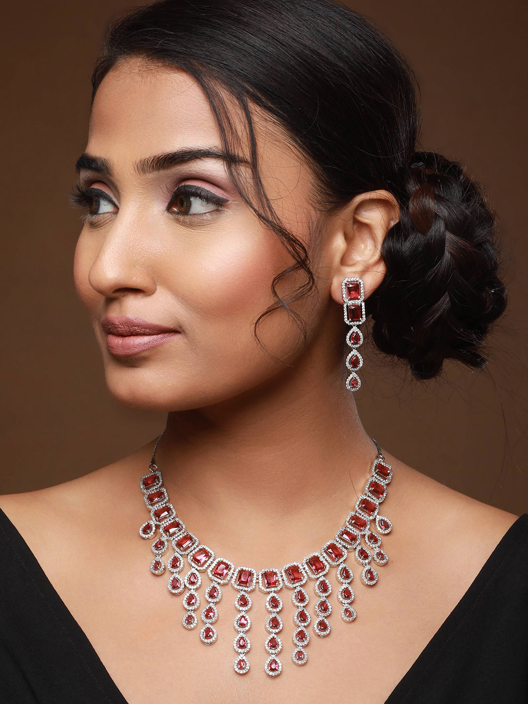 Silver-Plated CZ Stone-Studded Jewellery Set - Jazzandsizzle