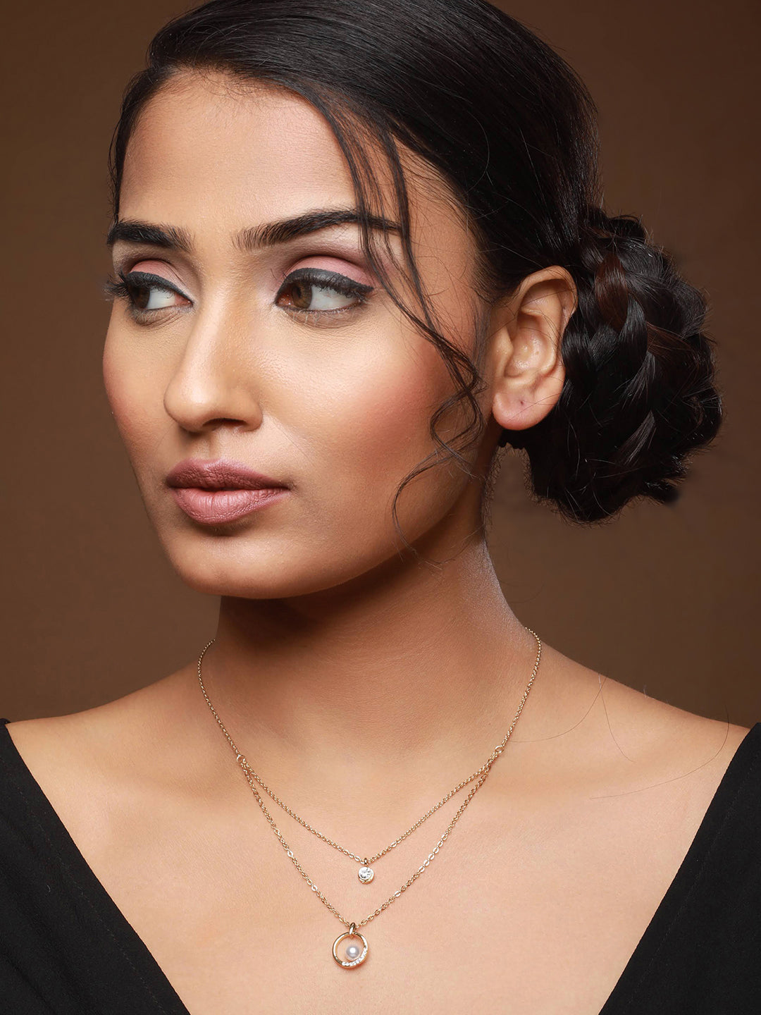 Gold-Plated Cubic Zirconia & Pearl Studed Layered Chain - Jazzandsizzle