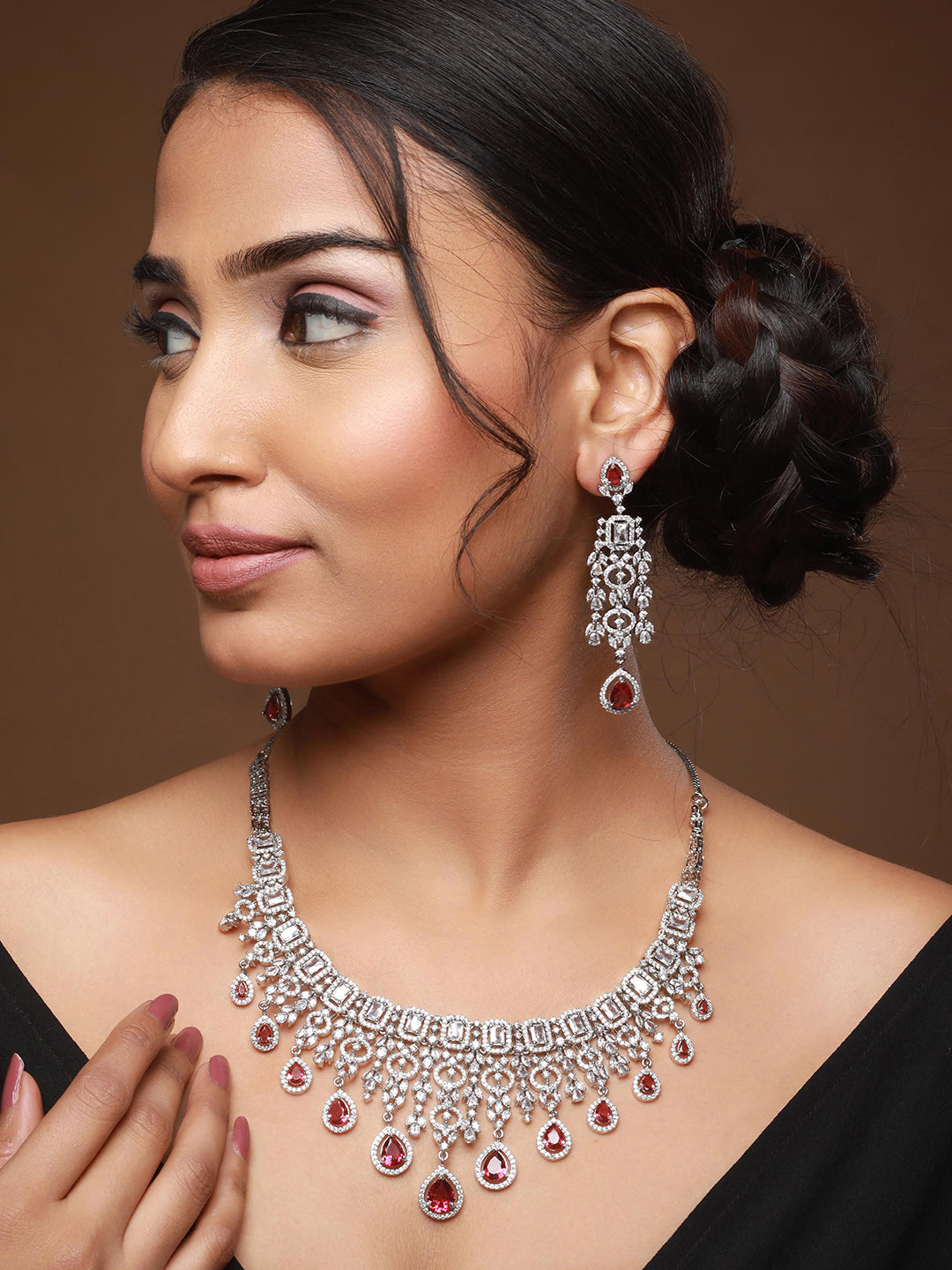 Silver-Plated AD-Studded Jewellery Set - Jazzandsizzle