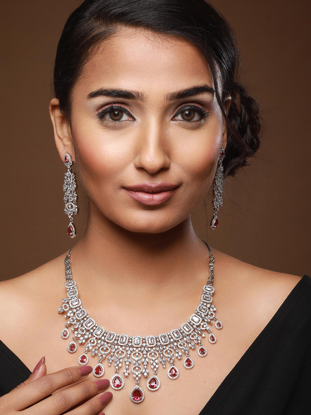 Silver-Plated AD-Studded Jewellery Set - Jazzandsizzle