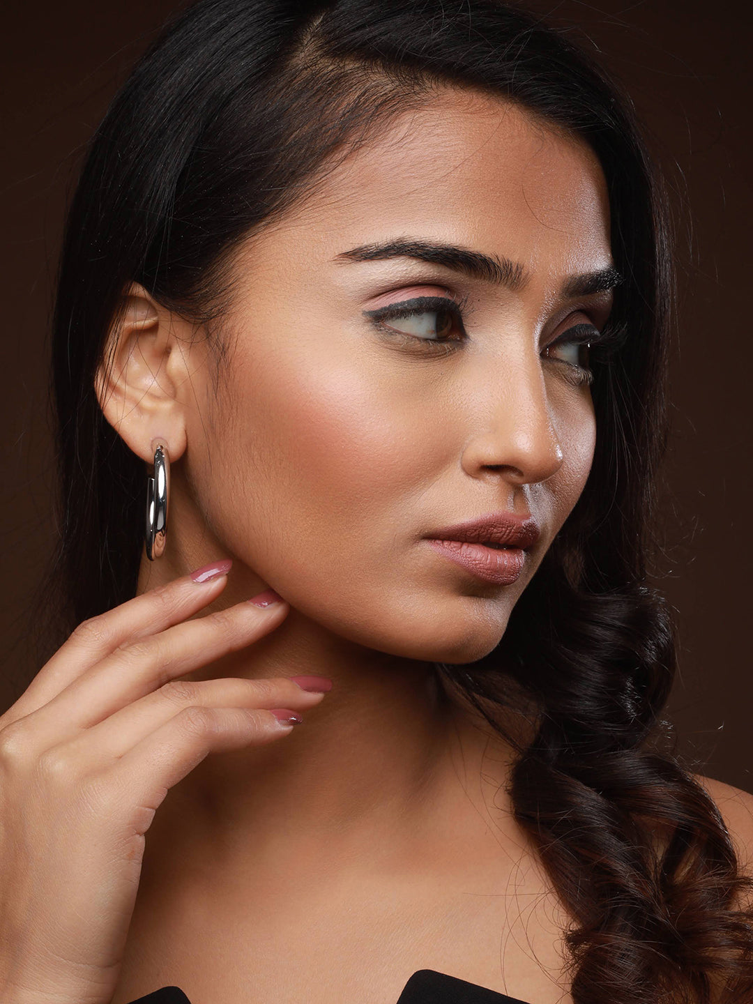 Silver-Plated Contemporary Half Hoop Earrings - Jazzandsizzle