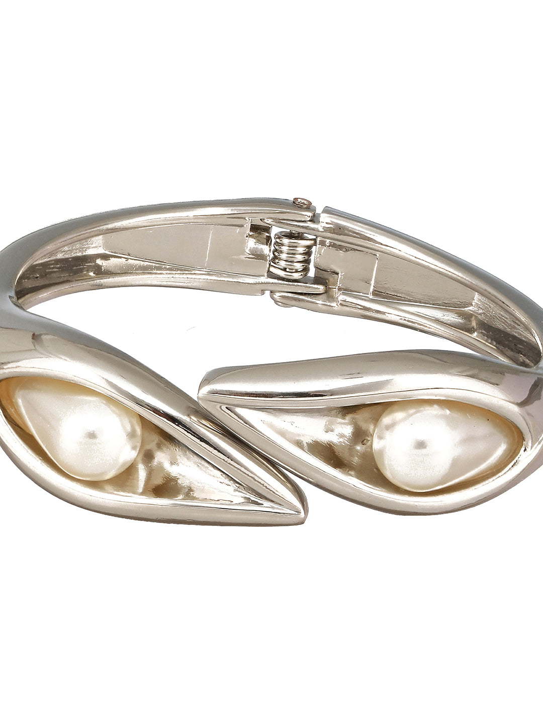 JAZZ AND SIZZLE Silver-Plated Pearl Beaded Cuff Bracelet - Jazzandsizzle