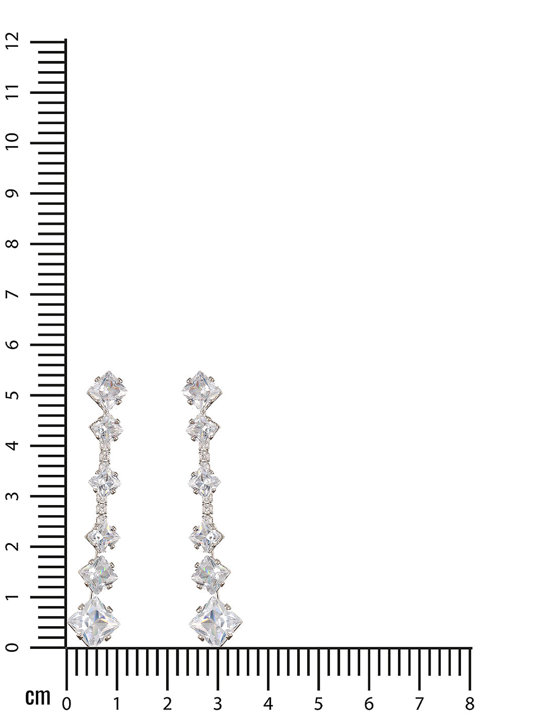 JAZZ AND SIZZLE Silver-Toned Rhodium-Plated CZ Studded Contemporary Drop Earrings - Jazzandsizzle