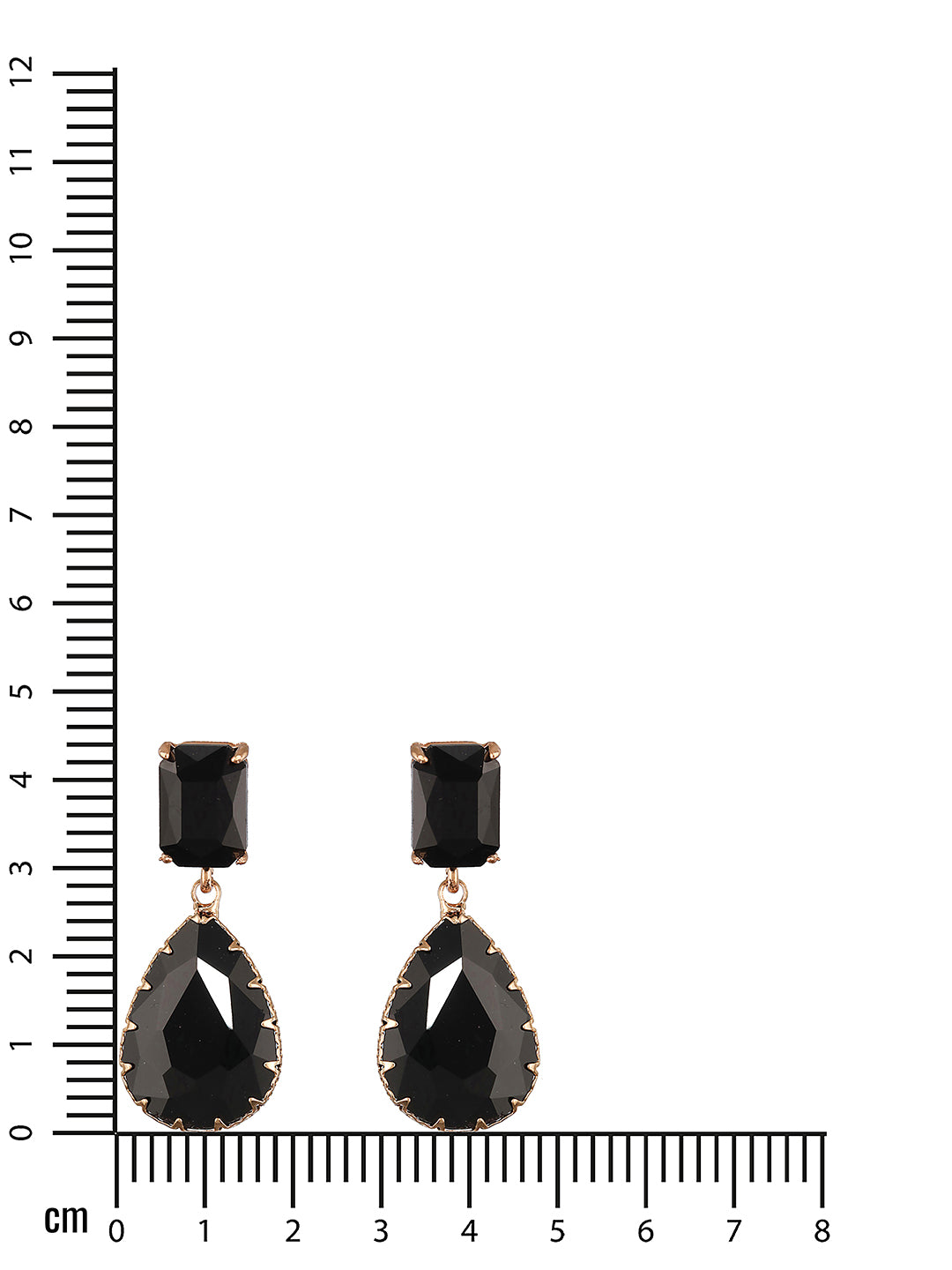Jazz and Sizzle Gold-Plated Black Transparent Stone Studded Contemporary Tear Drop Earrings - Jazzandsizzle