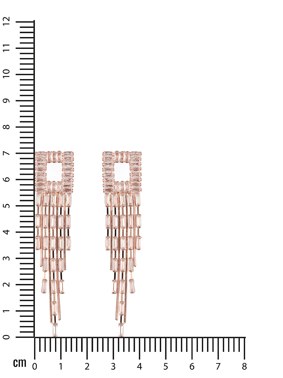 JAZZ AND SIZZLE Rosegold-Plated CZ Studded Contemporary Drop Earrings - Jazzandsizzle