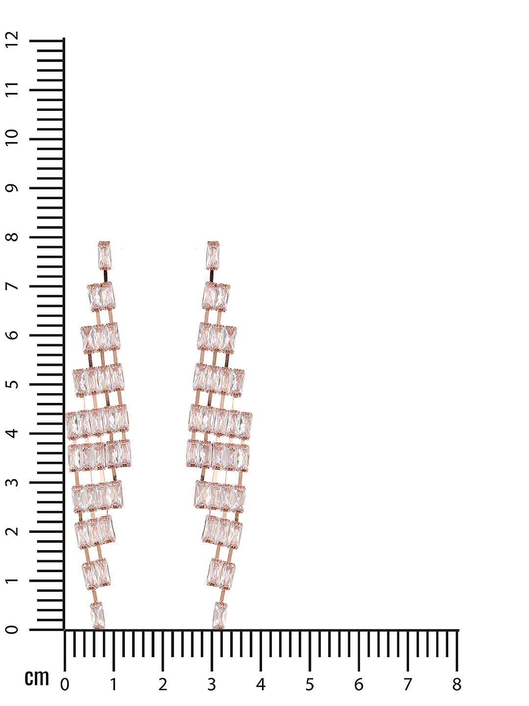 JAZZ AND SIZZLE Silver-Toned Rose gold-Plated CZ Studded Contemporary Drop Earrings - Jazzandsizzle