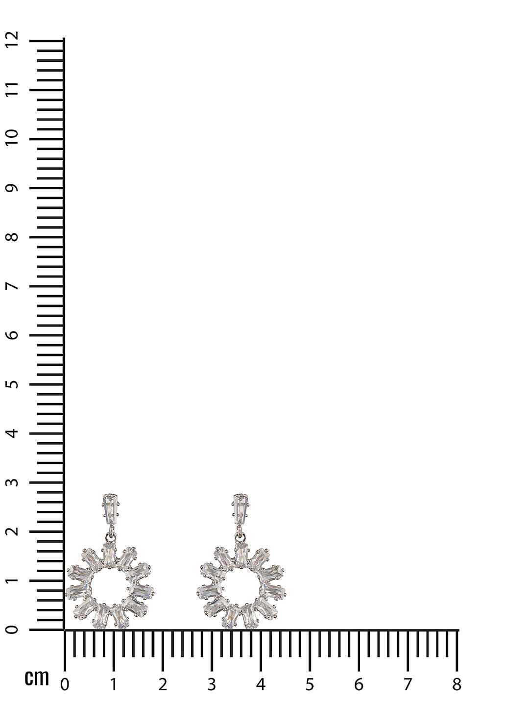 JAZZ AND SIZZLE Silver-Toned Rhodium-Plated CZ Studded Contemporary Drop Earrings - Jazzandsizzle