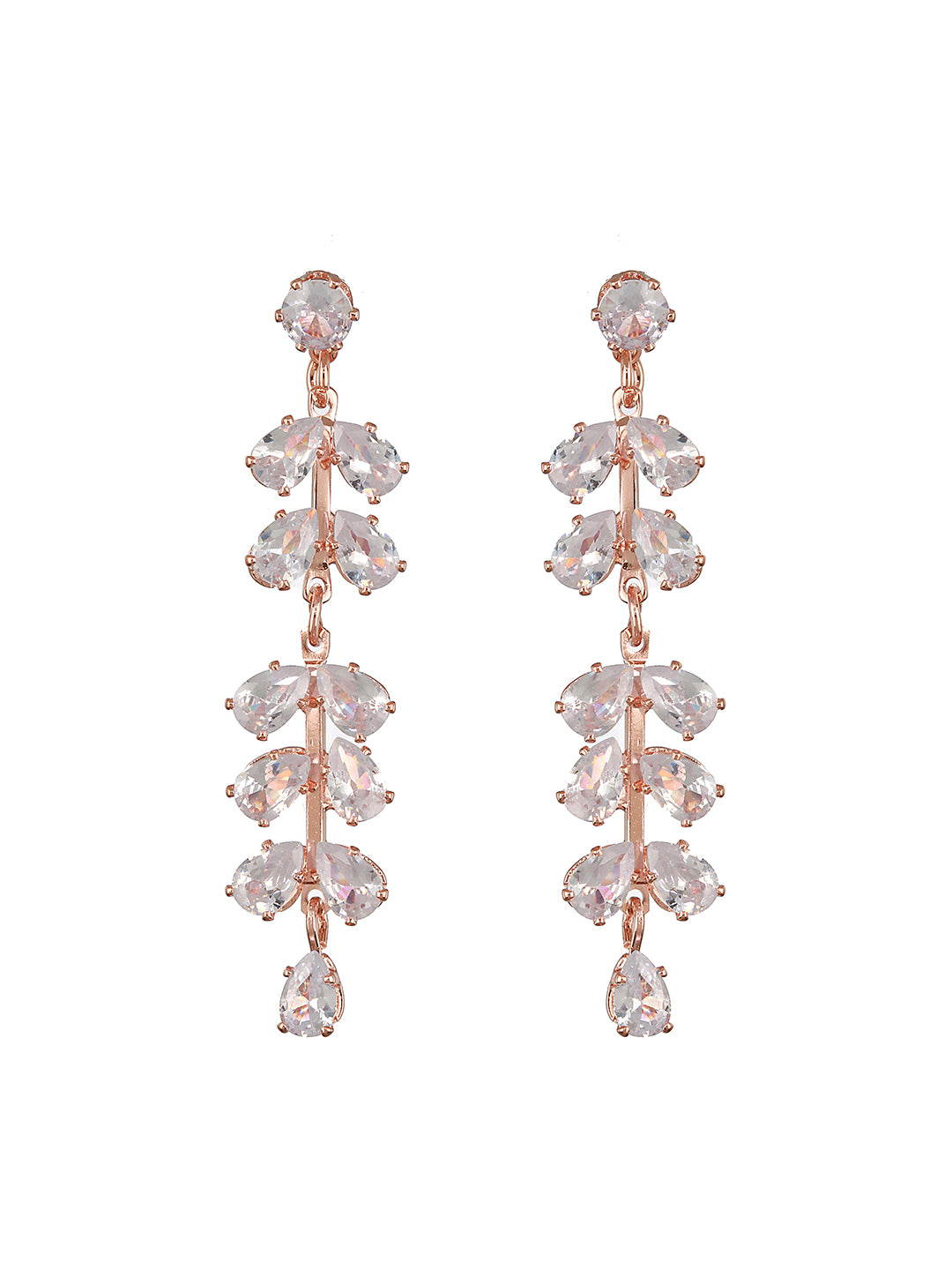 JAZZ AND SIZZLE Floral Shaped Contemporary Zircon Drop Earrings - Jazzandsizzle