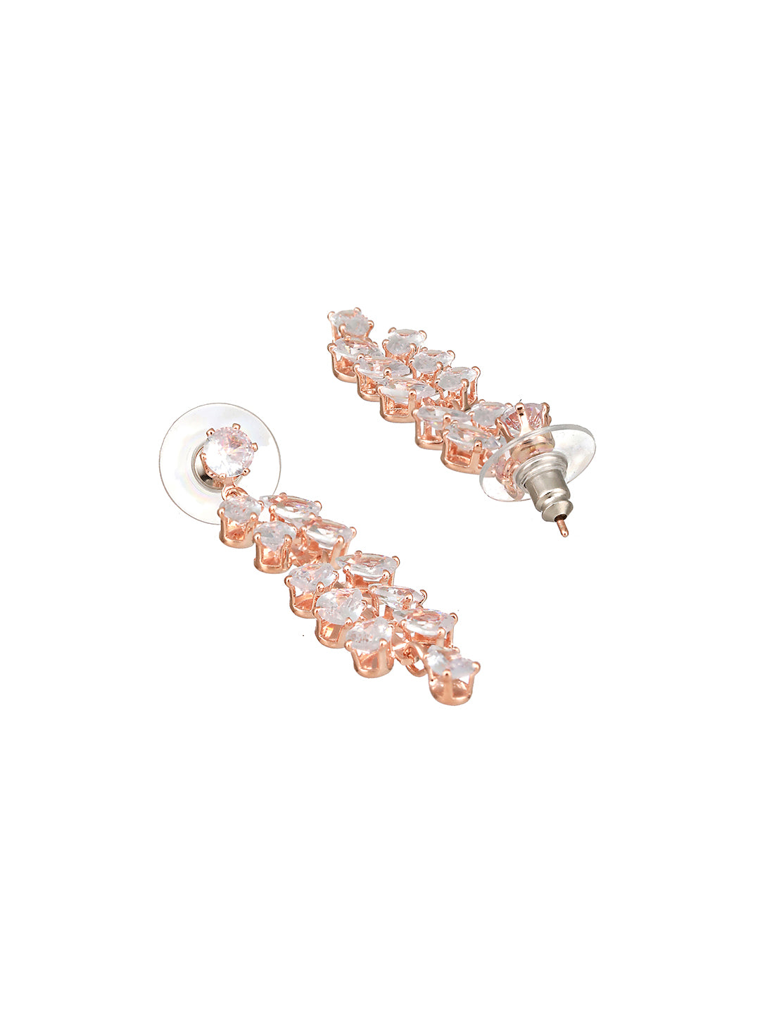 JAZZ AND SIZZLE Floral Shaped Contemporary Zircon Drop Earrings - Jazzandsizzle