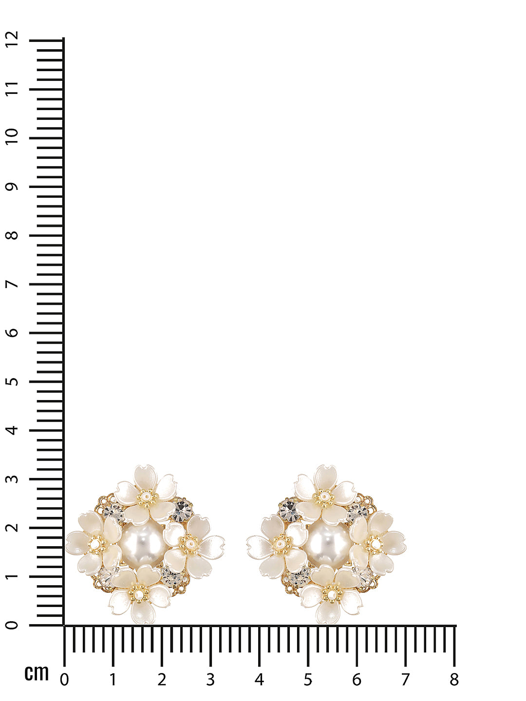 JAZZ AND SIZZLE Gold-Plated Artificial flower &amp; Pearl Studded Contemporary Stud Earrings