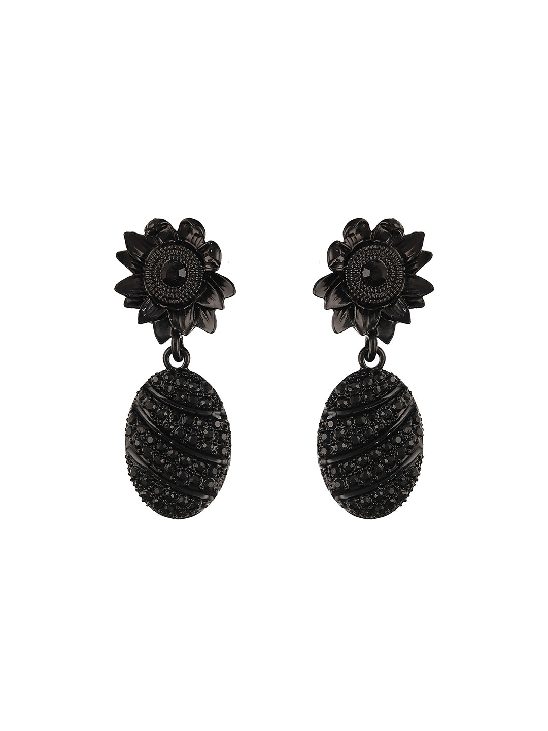 JAZZ AND SIZZLE Black-Plated Black Pineapple Drop Earrings - Jazzandsizzle