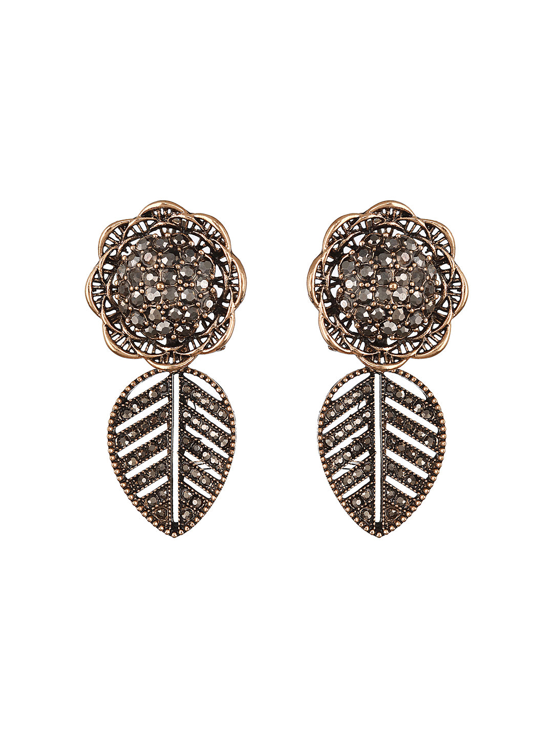 JAZZ AND SIZZLE Gold-Toned Floral Shaped Drop Earrings - Jazzandsizzle