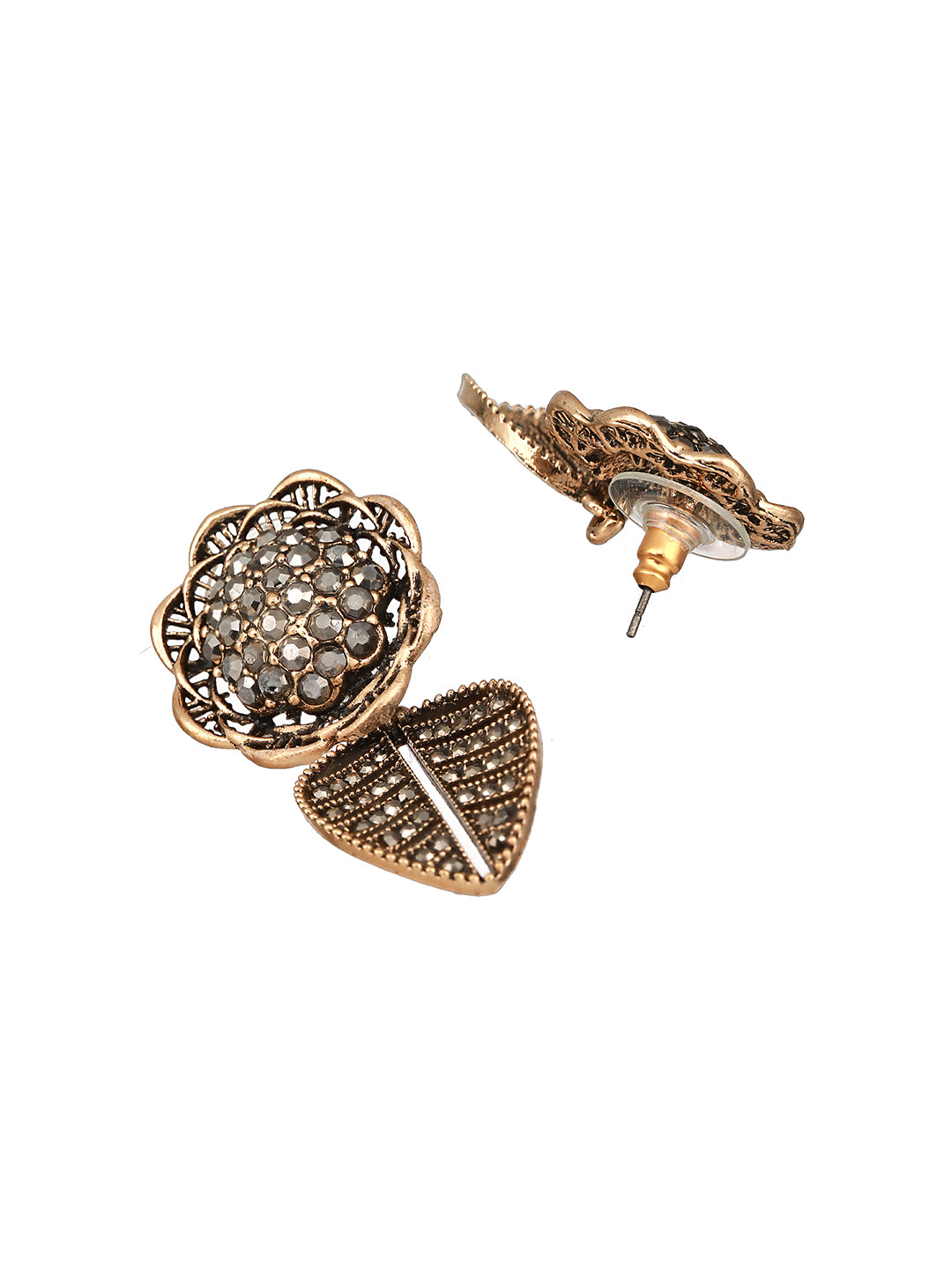 JAZZ AND SIZZLE Gold-Toned Floral Shaped Drop Earrings - Jazzandsizzle