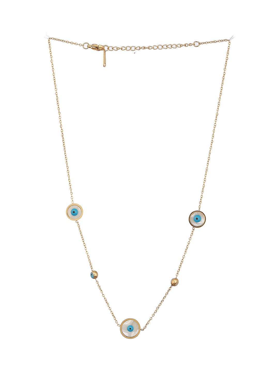 Jazz and Sizzle Gold-Plated Evil Eye Charm Necklace for Women