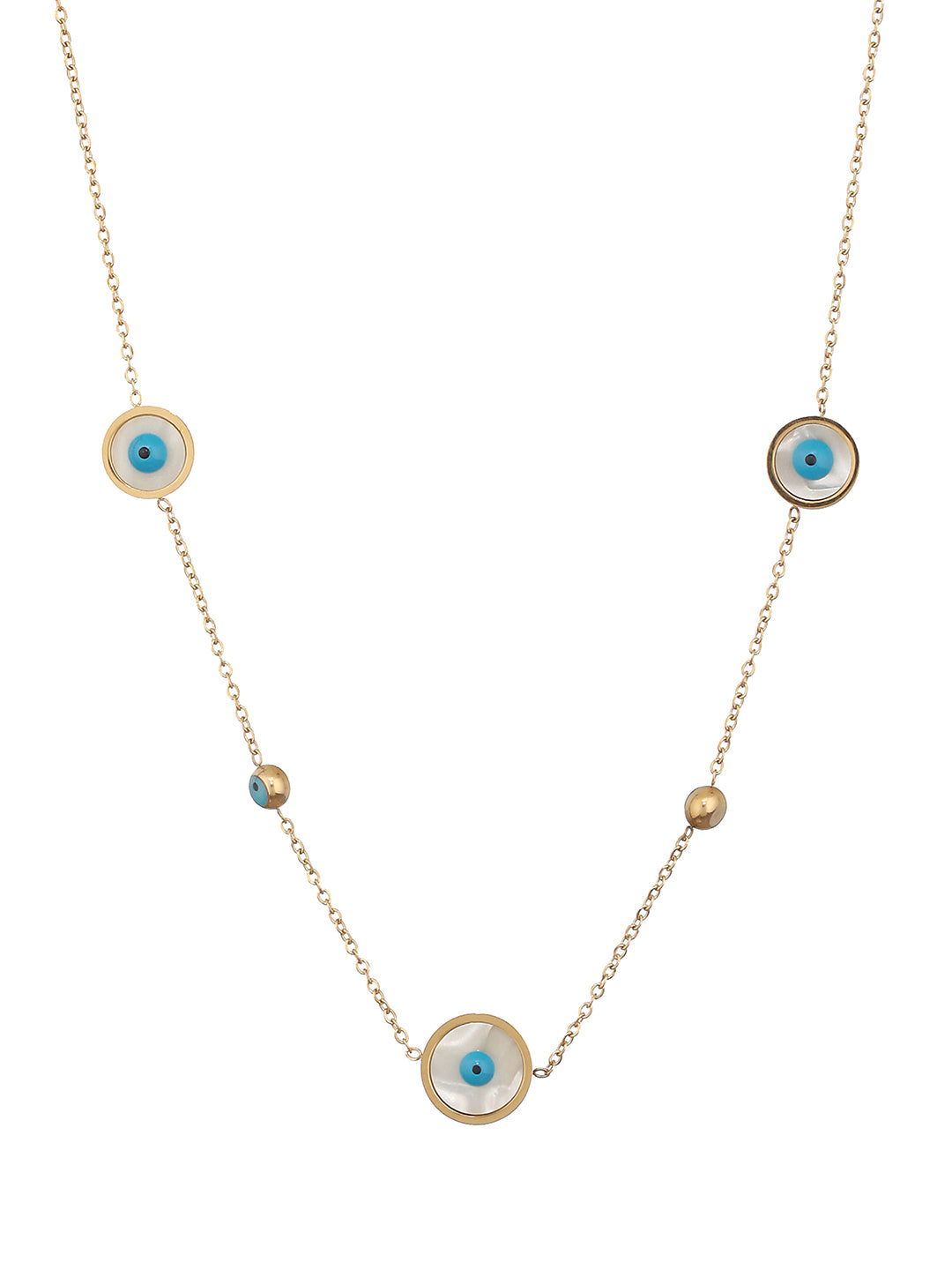 Jazz and Sizzle Gold-Plated Evil Eye Charm Necklace for Women