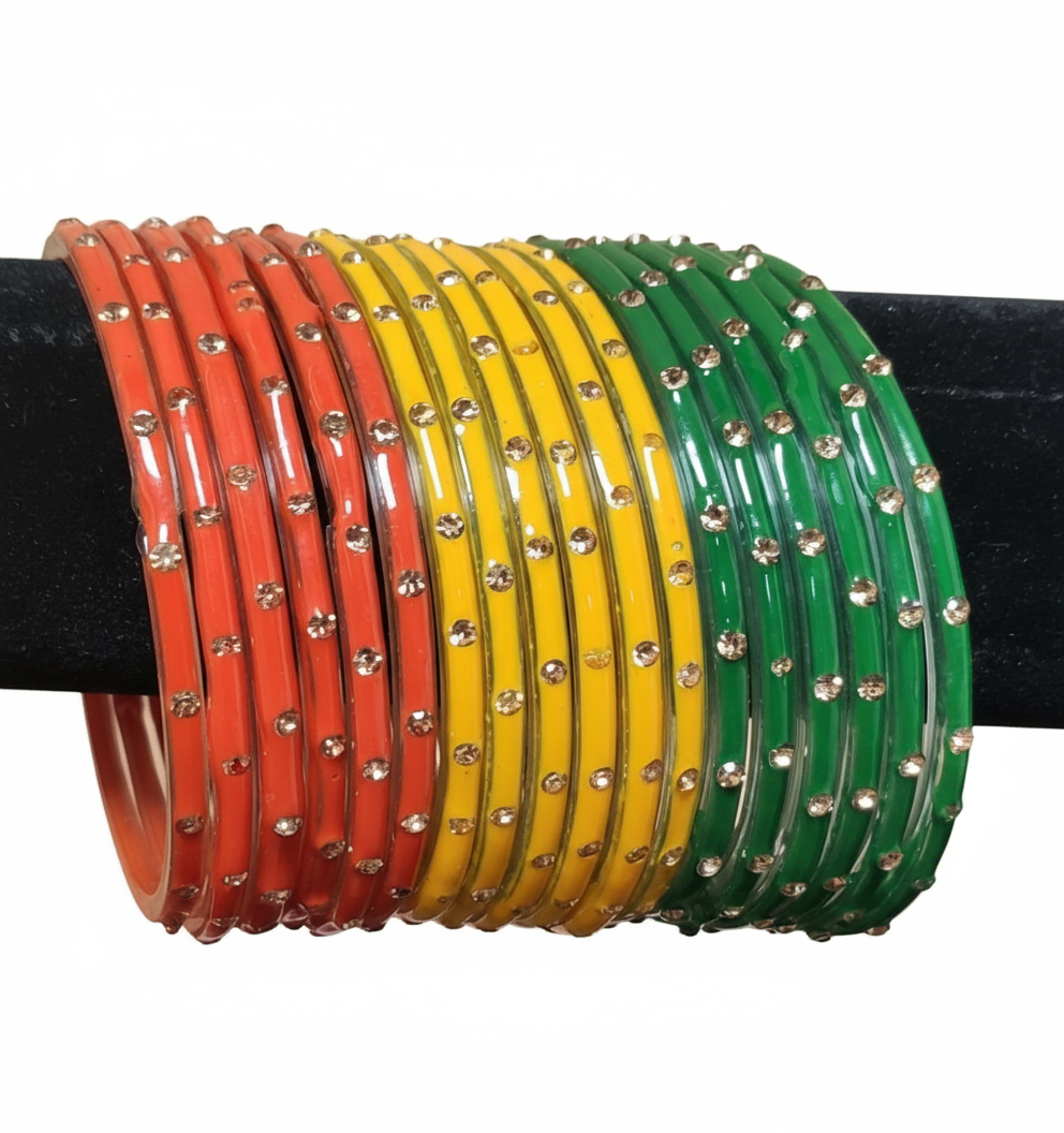 Jazz And Sizzle Set Of 24 Multicolored Glass Bangles