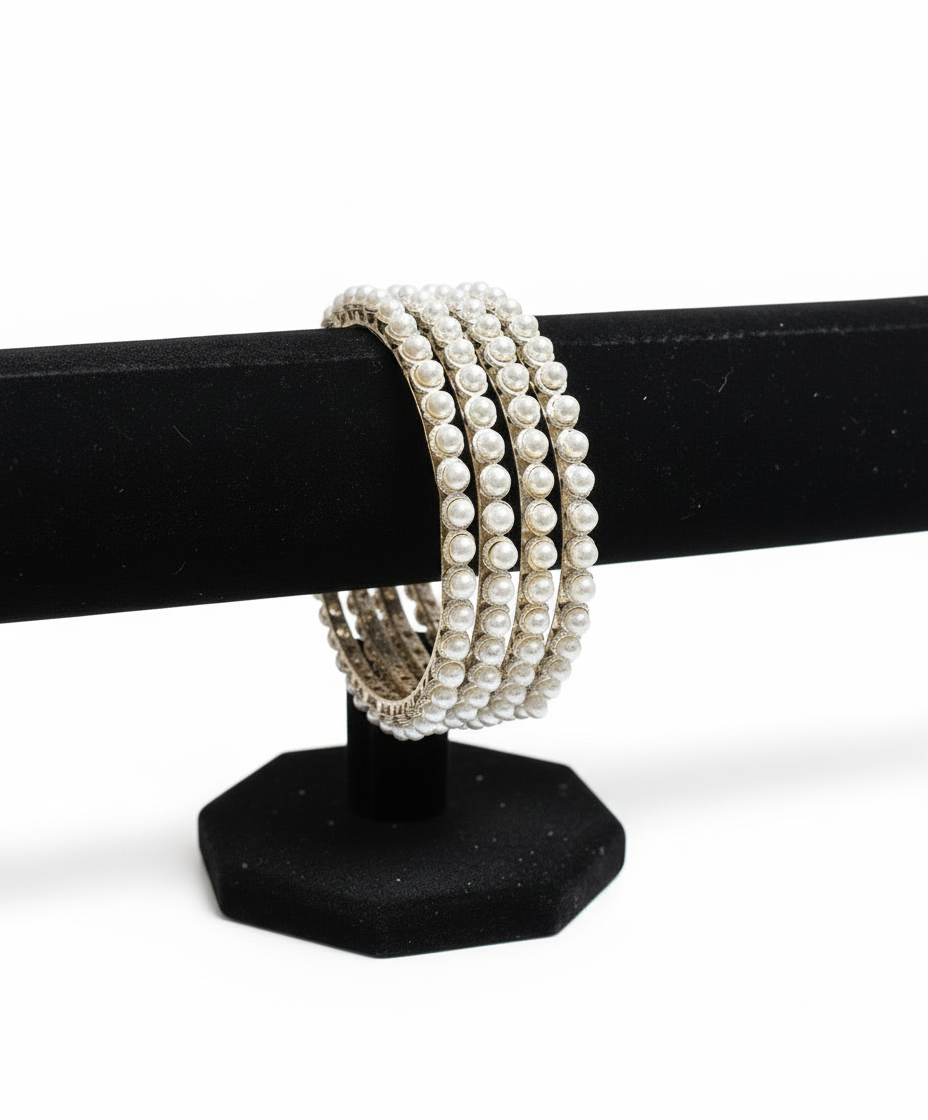 Jazz And Sizzle Set Of 4 Pearl Studded Bangles