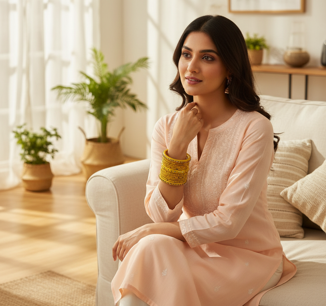 Jazz And Sizzle Set Of 16 Mustard Yellow Glass Bangles