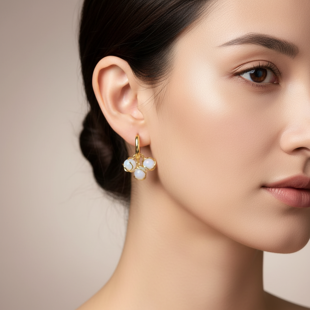 Jazz and Sizzle Trendy Gen-Z Gold Plated Stainless Steel Black Floral Earrings