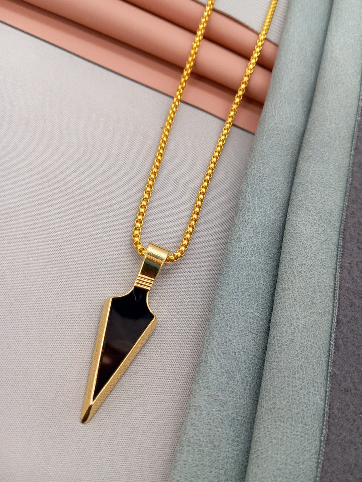 Trendy Necklace Set 18K Yellow Gold Plated Heavy Designer Gold Pendant for Men