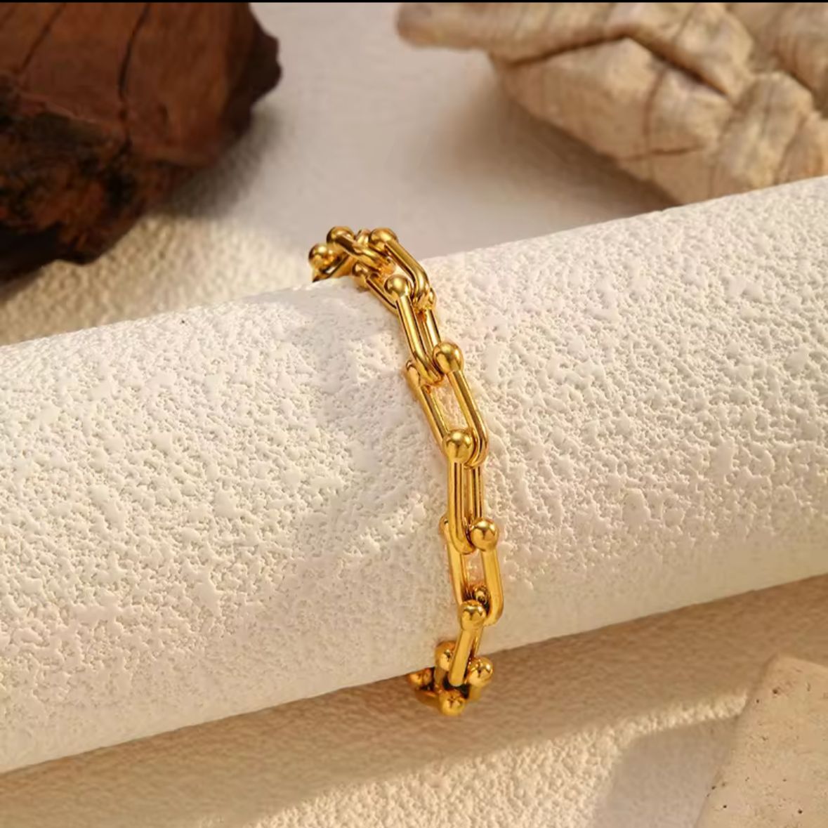 Trendy Gold Link Chain Bracelet for Women – Stainless Steel Anti-Tarnish Adjustable Bracelet